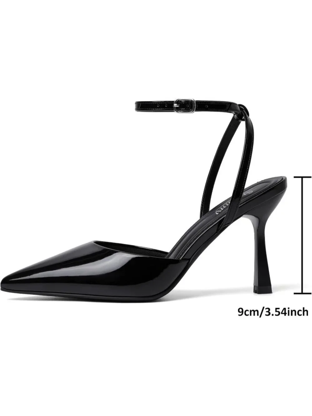 Women's Black Patent Elegant Closed Pointed Toe Strappy Stiletto Pumps Shoes